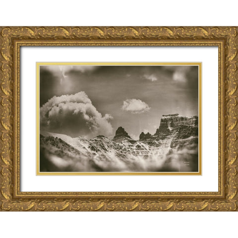 Sepia Peaks Gold Ornate Wood Framed Art Print with Double Matting by Larson, Nathan