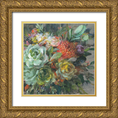 Exotic Bouquet Gold Ornate Wood Framed Art Print with Double Matting by Nai, Danhui