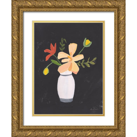 Floral on Black II Gold Ornate Wood Framed Art Print with Double Matting by Munger, Pamela