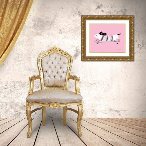 Pink Dog Gold Ornate Wood Framed Art Print with Double Matting by Kucwaj-Tybur, Kasia
