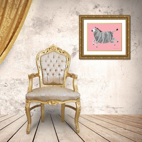 Zebra Gold Ornate Wood Framed Art Print with Double Matting by Kucwaj-Tybur, Kasia