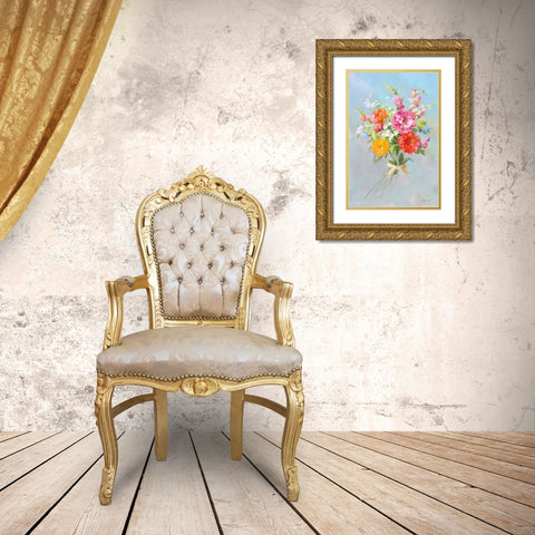 Country Bouquet II v2 Gold Ornate Wood Framed Art Print with Double Matting by Nai, Danhui
