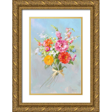Country Bouquet II v2 Gold Ornate Wood Framed Art Print with Double Matting by Nai, Danhui