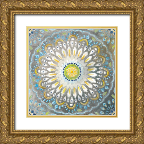 Rosette Mandala Gold Ornate Wood Framed Art Print with Double Matting by Nai, Danhui