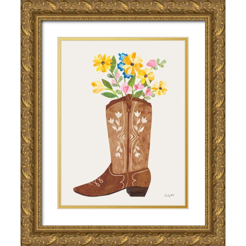 Western Cowgirl Boot VI Gold Ornate Wood Framed Art Print with Double Matting by Prahl, Courtney