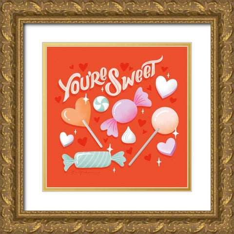 Sweet Hearts V Gold Ornate Wood Framed Art Print with Double Matting by Graham, Gia