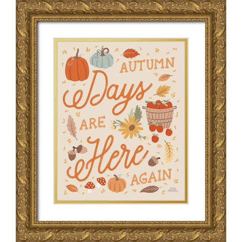 Harvest Wishes VI Gold Ornate Wood Framed Art Print with Double Matting by Marshall, Laura