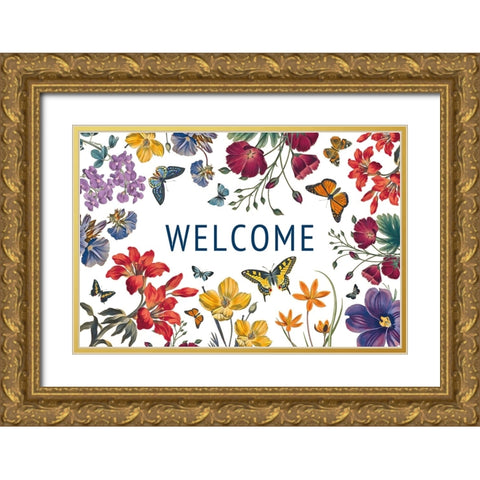 Butterfly Garden V Gold Ornate Wood Framed Art Print with Double Matting by Portfolio, Wild Apple