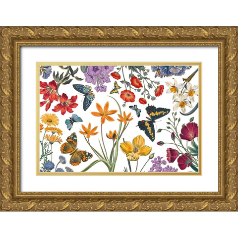 Butterfly Garden VI Gold Ornate Wood Framed Art Print with Double Matting by Portfolio, Wild Apple