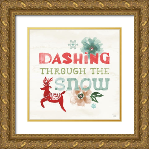 Festive Season X Gold Ornate Wood Framed Art Print with Double Matting by June, Dina