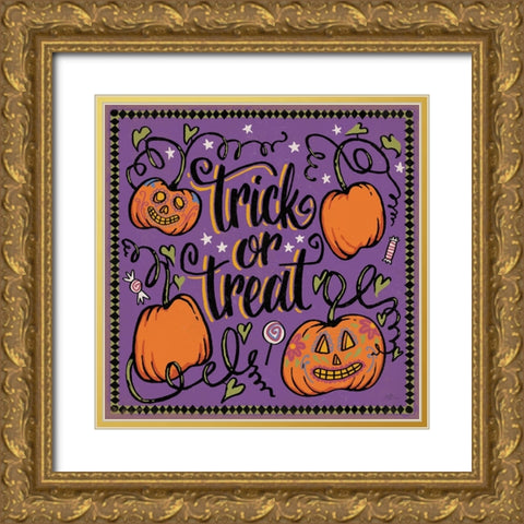 Halloween Expressions II Gold Ornate Wood Framed Art Print with Double Matting by Penner, Janelle