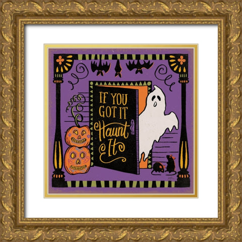 Halloween Expressions V Gold Ornate Wood Framed Art Print with Double Matting by Penner, Janelle