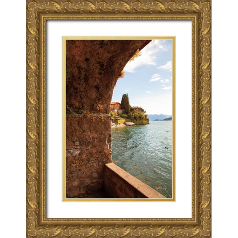 Lake Como Archway Gold Ornate Wood Framed Art Print with Double Matting by Aledanda