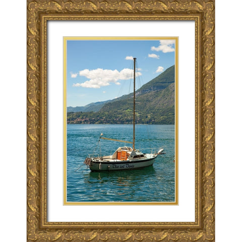 Lake Como Boats II Gold Ornate Wood Framed Art Print with Double Matting by Aledanda
