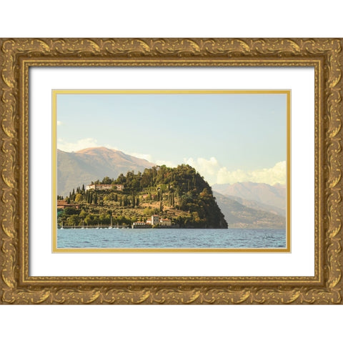 Lake Como Headland Gold Ornate Wood Framed Art Print with Double Matting by Aledanda