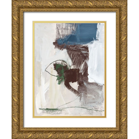 Dark Abstract I Gold Ornate Wood Framed Art Print with Double Matting by Munger, Pamela