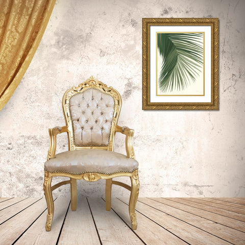 Retro Big Leaf II Green Gold Ornate Wood Framed Art Print with Double Matting by Nai, Danhui