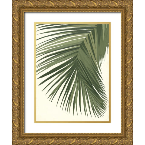 Retro Big Leaf II Reversed Green Gold Ornate Wood Framed Art Print with Double Matting by Nai, Danhui