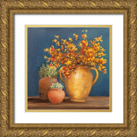 Richness of Life I Deep Blue Gold Ornate Wood Framed Art Print with Double Matting by Purinton, Julia