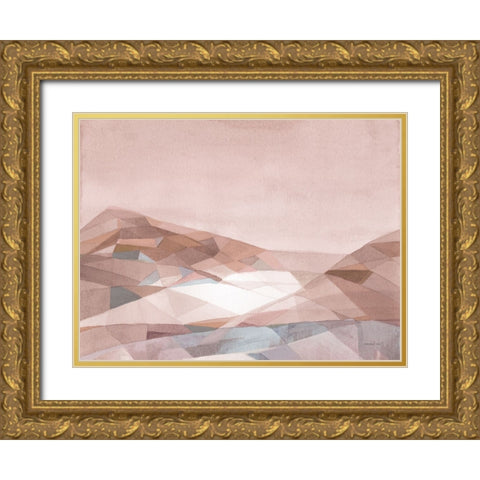 Warm Geometric Mountain v2 Gold Ornate Wood Framed Art Print with Double Matting by Nai, Danhui