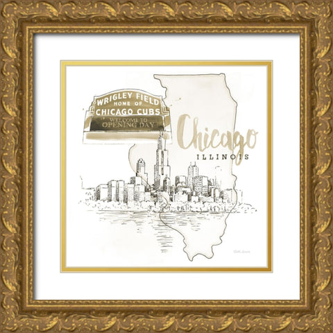 US Cities II Gold Ornate Wood Framed Art Print with Double Matting by Grove, Beth