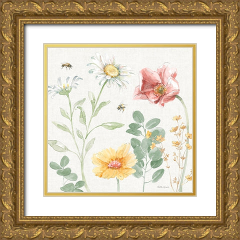Daisy Days II Gold Ornate Wood Framed Art Print with Double Matting by Grove, Beth