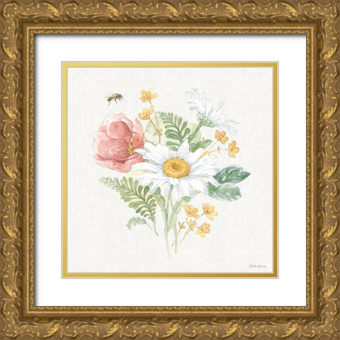 Daisy Days IV Gold Ornate Wood Framed Art Print with Double Matting by Grove, Beth