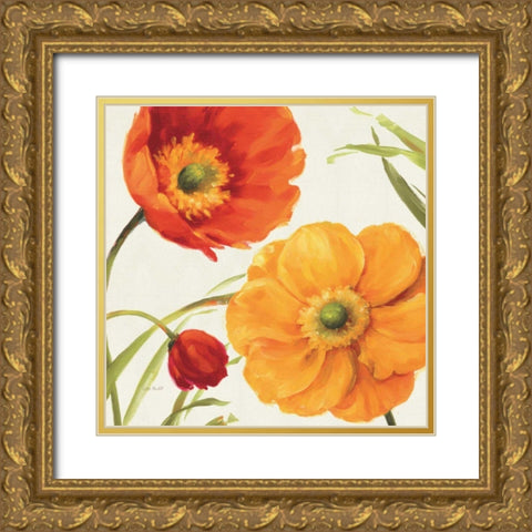 Poppies Melody II Gold Ornate Wood Framed Art Print with Double Matting by Audit, Lisa
