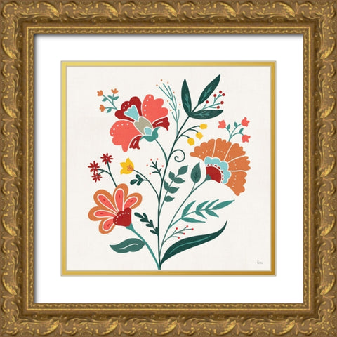Floral Style II Gold Ornate Wood Framed Art Print with Double Matting by Charron, Veronique