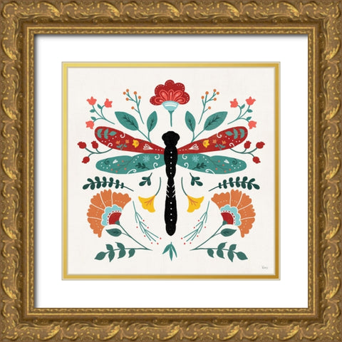 Floral Style IV Gold Ornate Wood Framed Art Print with Double Matting by Charron, Veronique