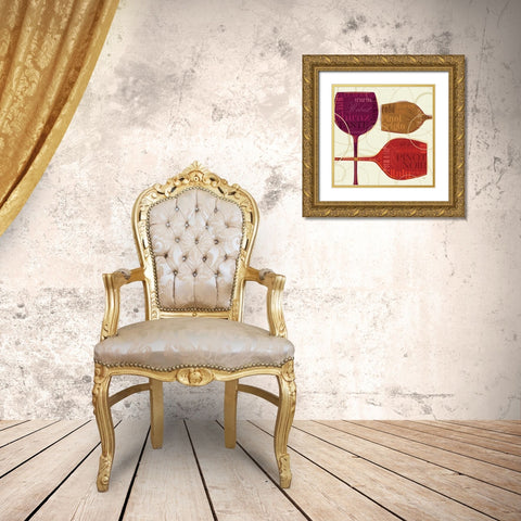 Colorful Wine II Gold Ornate Wood Framed Art Print with Double Matting by Pela Studio