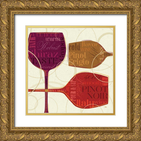 Colorful Wine II Gold Ornate Wood Framed Art Print with Double Matting by Pela Studio