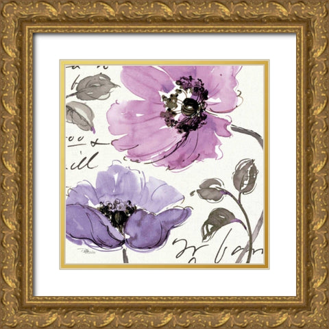 Floral Waltz Plum I Gold Ornate Wood Framed Art Print with Double Matting by Pela Studio