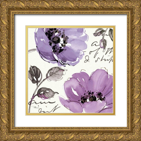 Floral Waltz Plum II Gold Ornate Wood Framed Art Print with Double Matting by Pela Studio