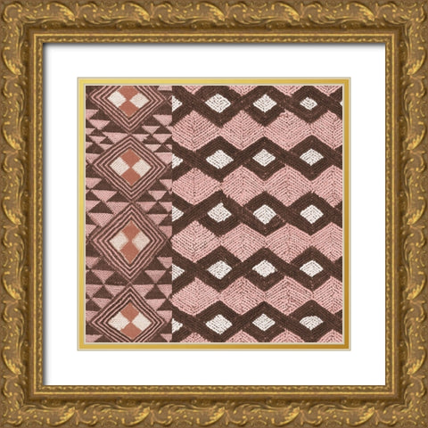 Kuba Cloth Mat I Blush Crop Gold Ornate Wood Framed Art Print with Double Matting by Schlabach, Sue