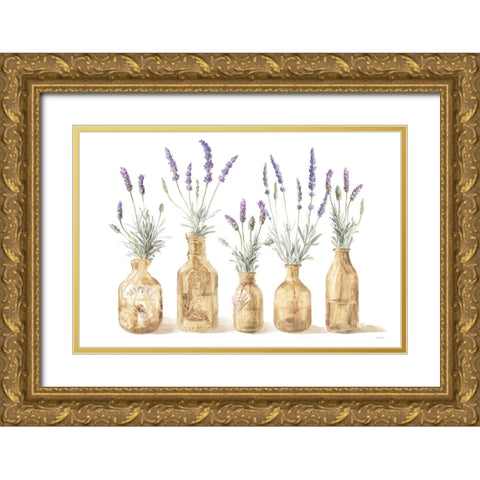 Lavender in Amber Glass Gold Ornate Wood Framed Art Print with Double Matting by Nai, Danhui