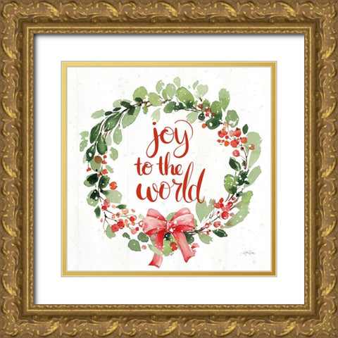 Celebrate the Season Wreath I Gold Ornate Wood Framed Art Print with Double Matting by Pete, Katrina