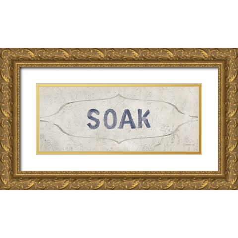 Victorian Bath Words III Gold Ornate Wood Framed Art Print with Double Matting by Nai, Danhui