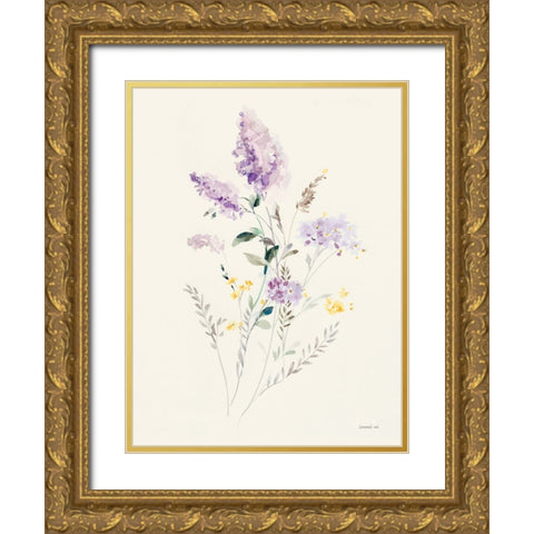 Lilac Season II Pastel Gold Ornate Wood Framed Art Print with Double Matting by Nai, Danhui