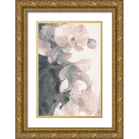 Orchid Splendor II Blush Gold Ornate Wood Framed Art Print with Double Matting by Hristova, Albena