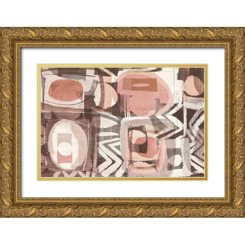Graphic Abstract III Blush Gold Ornate Wood Framed Art Print with Double Matting by Wild Apple Portfolio