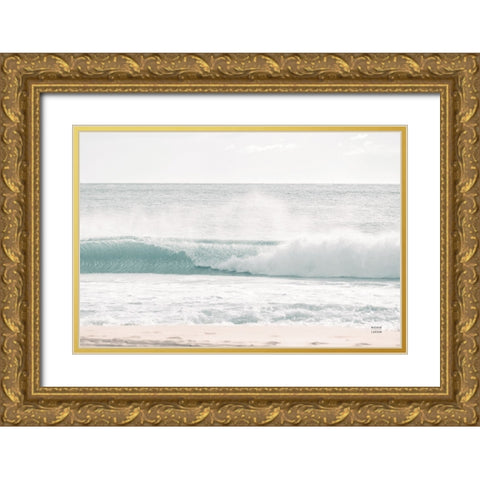 Curling Blue Gold Ornate Wood Framed Art Print with Double Matting by Larson, Nathan