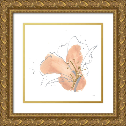 Floral Terracotta I Gold Ornate Wood Framed Art Print with Double Matting by Paschke, Chris