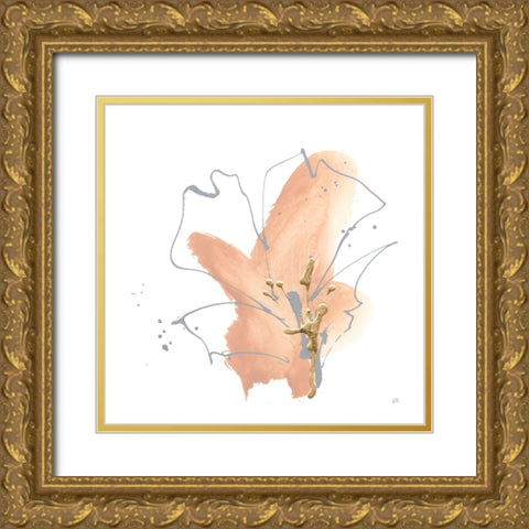 Floral Terracotta III Gold Ornate Wood Framed Art Print with Double Matting by Paschke, Chris