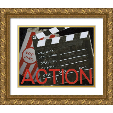 Lights Camera Action III Gold Ornate Wood Framed Art Print with Double Matting by Fabiano, Marco