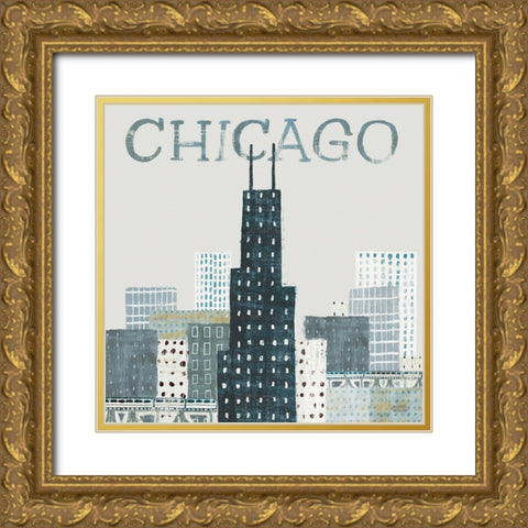Chicago Landmarks I Gold Ornate Wood Framed Art Print with Double Matting by Mullan, Michael