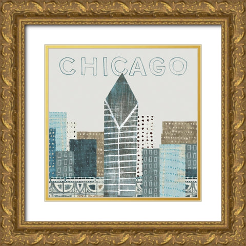 Chicago Landmarks II Gold Ornate Wood Framed Art Print with Double Matting by Mullan, Michael