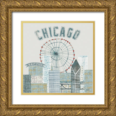 Chicago Landmarks III Gold Ornate Wood Framed Art Print with Double Matting by Mullan, Michael