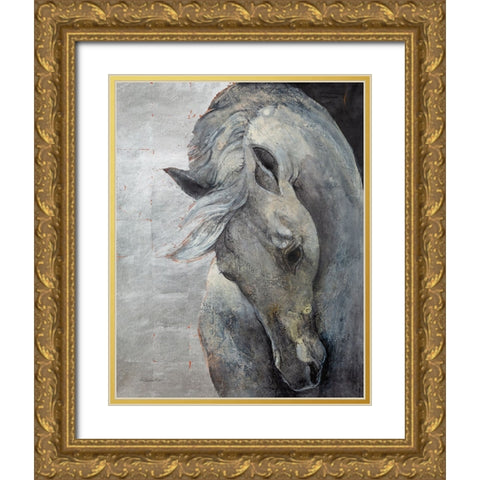 Shy Grey No Tear Gold Ornate Wood Framed Art Print with Double Matting by Hristova, Albena