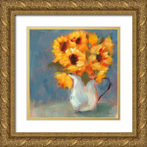 Kitchen Sunflowers Gold Ornate Wood Framed Art Print with Double Matting by Schlabach, Sue